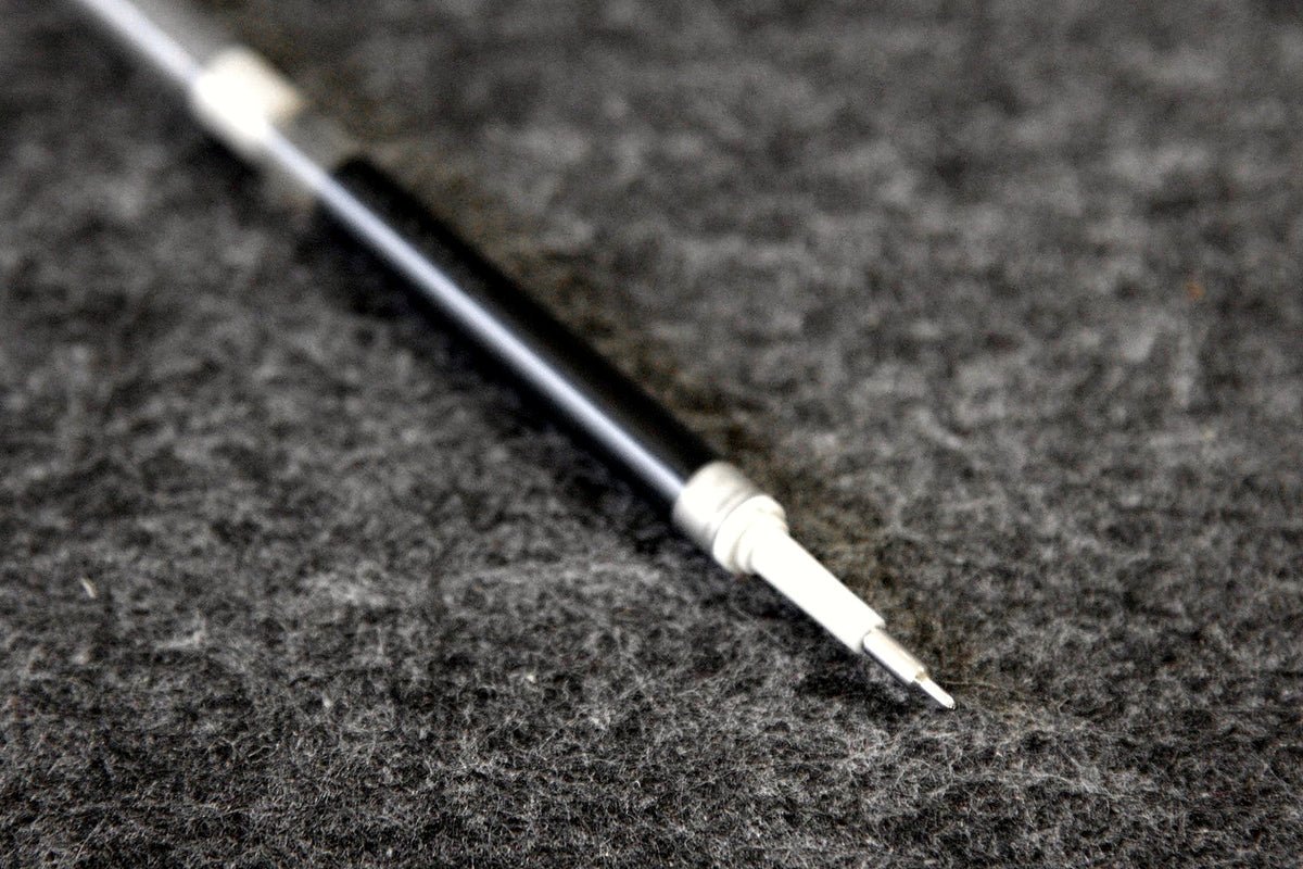 Close-up of a needle-tip 0.70 mm Pentel EnerGel refill.