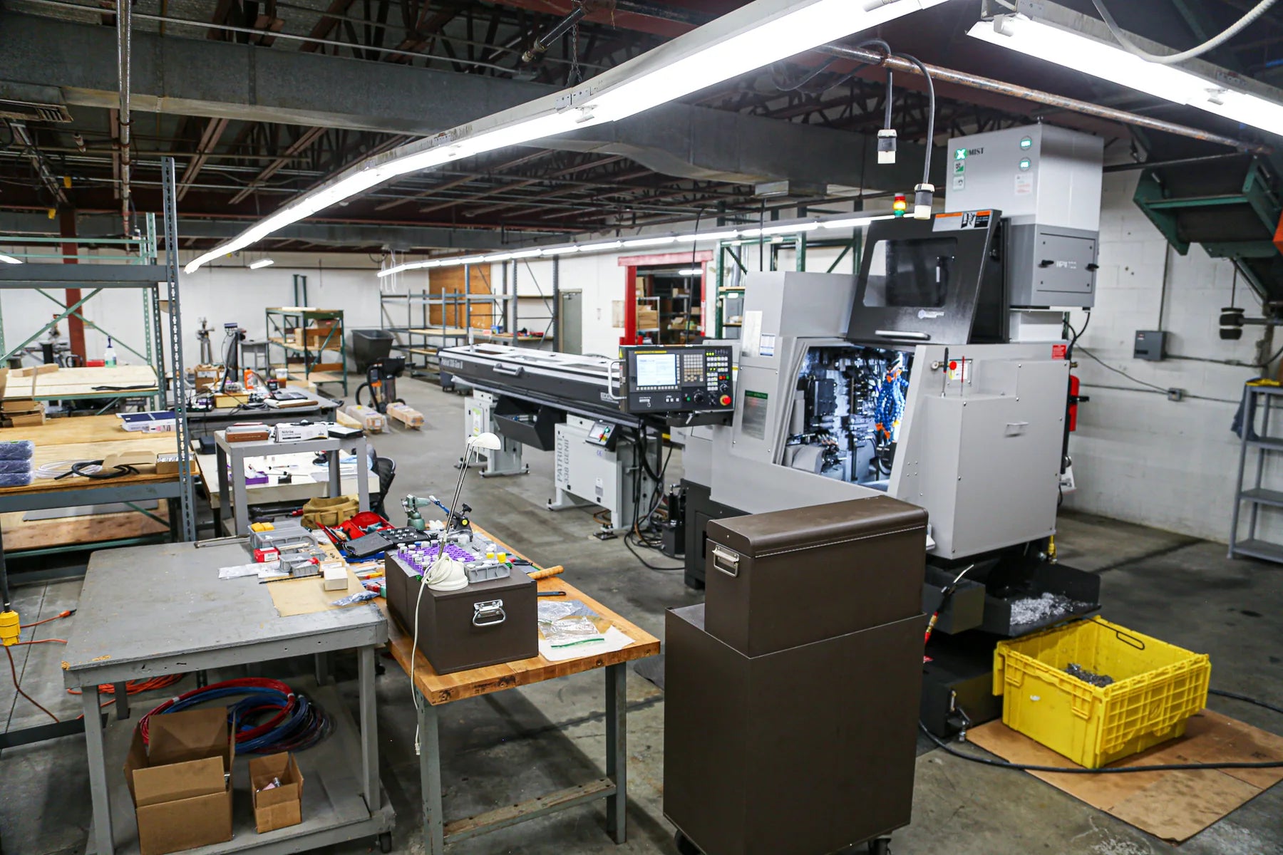 Wide view of the Veridune shop and Swiss CNC production area